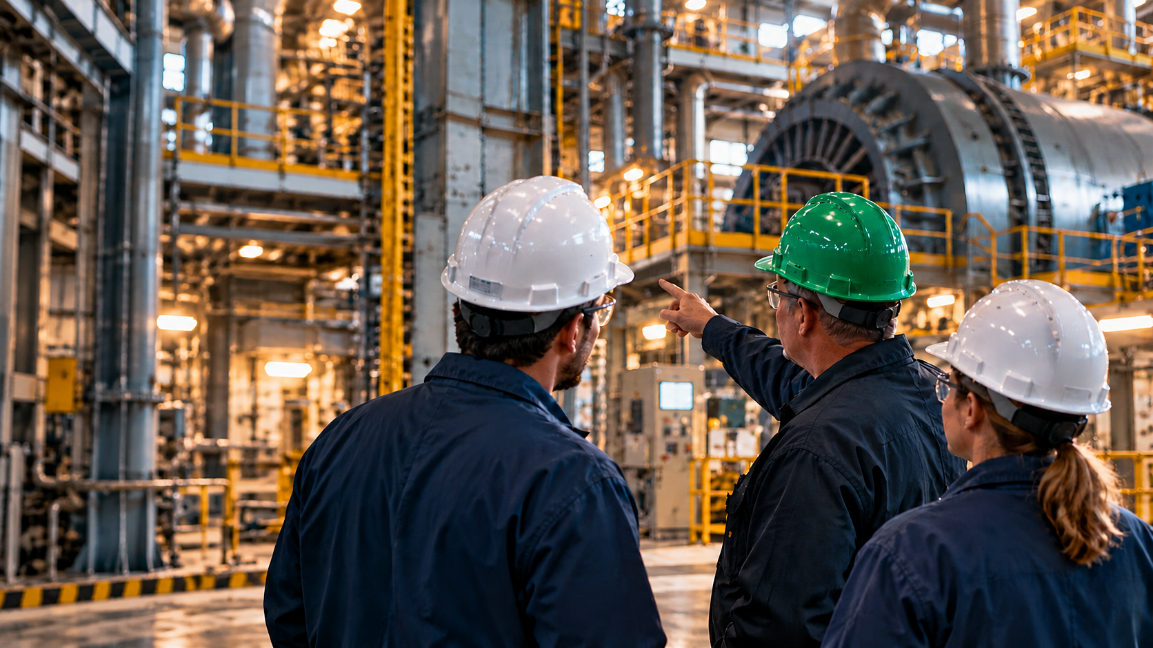 Technical workforce collaborating in an industrial environment
